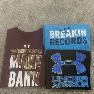 3 Under Armour Kids Tees - Maroon, Blue, Black